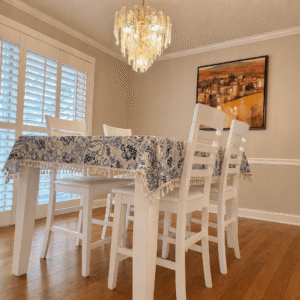 flower llama tablecloth -white table